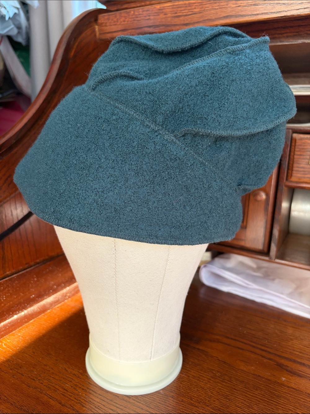 Lillie & Cohoe Textured Wool Cloche Hat Deep Teal Handmade Canada